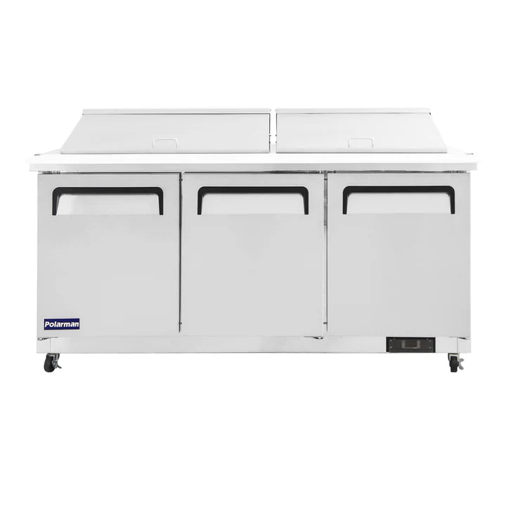 Polar PPP71-2D Commercial Pizza Prep Table – 71” Two-Door Refrigerated Prep Station