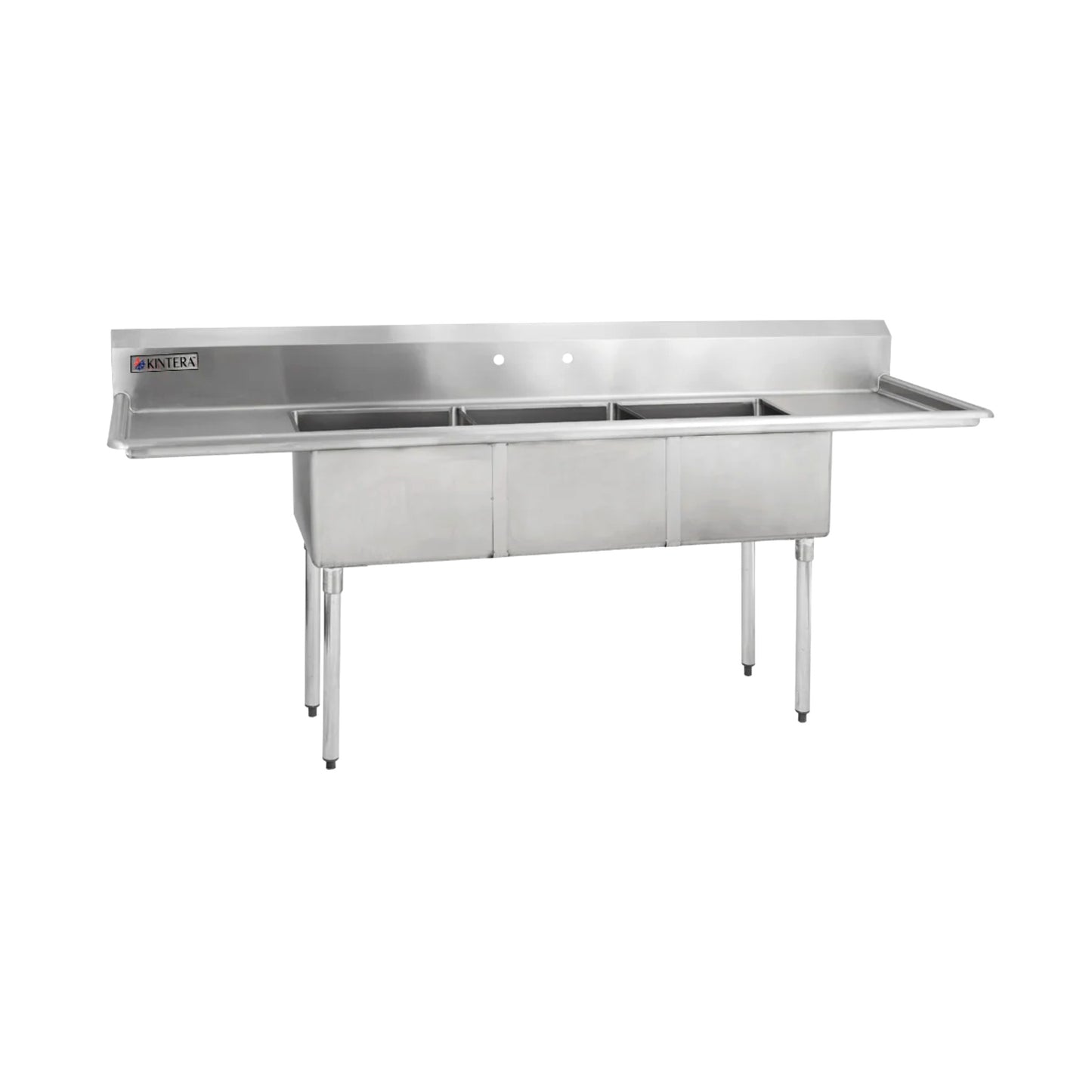 KINTERA KES3C1515-215 Three-Compartment Economy Sink – 75″ Stainless Steel Commercial Sink