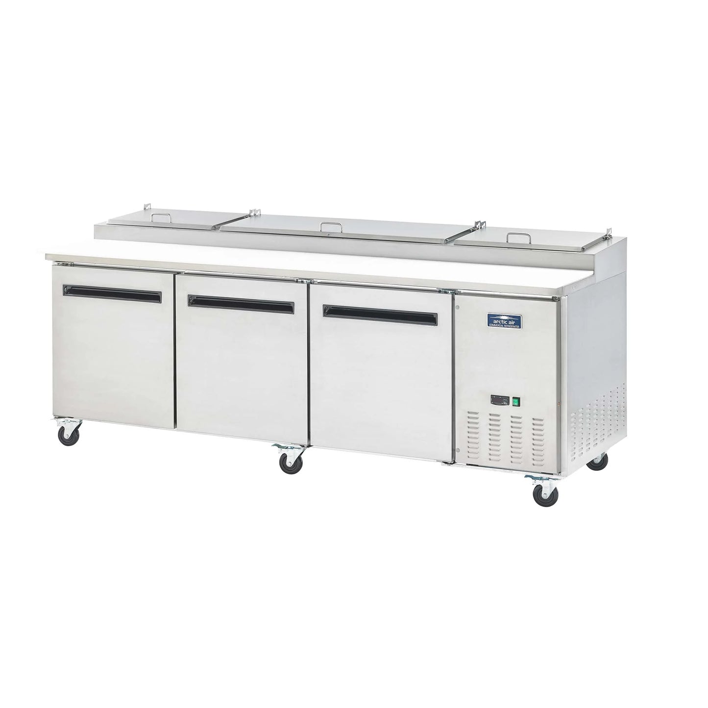Polar PPP94 Commercial Pizza Prep Table – 94” Three-Door Refrigerated Prep Station