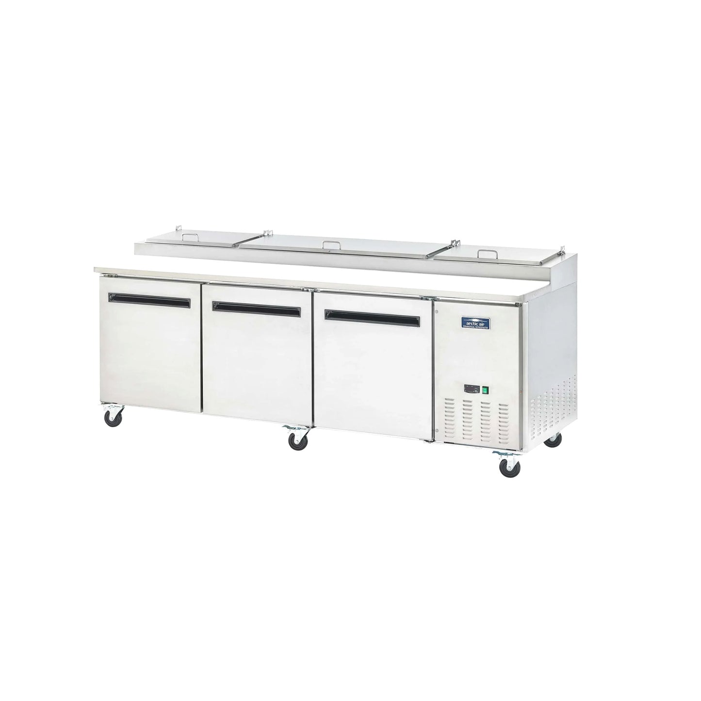 Polar PPP94 Commercial Pizza Prep Table – 94” Three-Door Refrigerated Prep Station