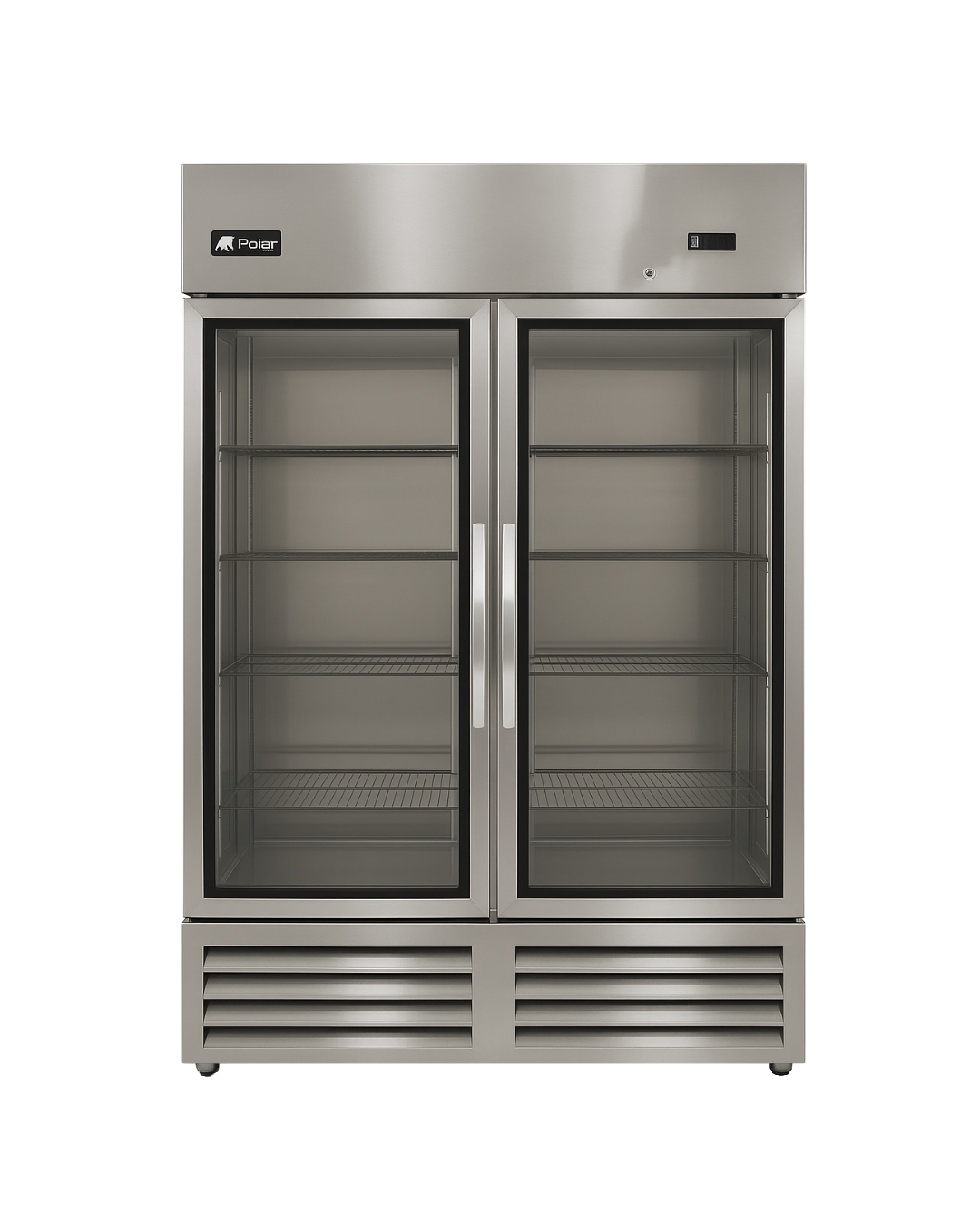 Polar PB54RG Commercial Reach-In Refrigerator – 54 Cu. Ft. Glass Door Bottom-Mount Cooler