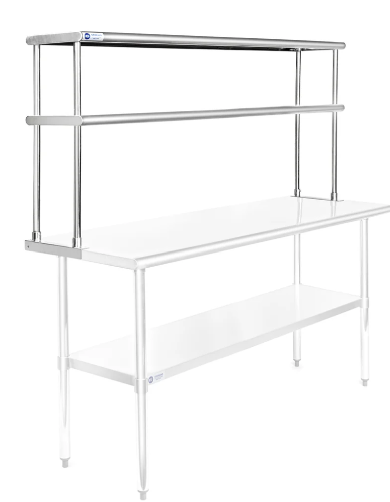 GRIDMANN GR34-DO1248 Double Overshelf – 48” Stainless Steel 2-Tier Shelf