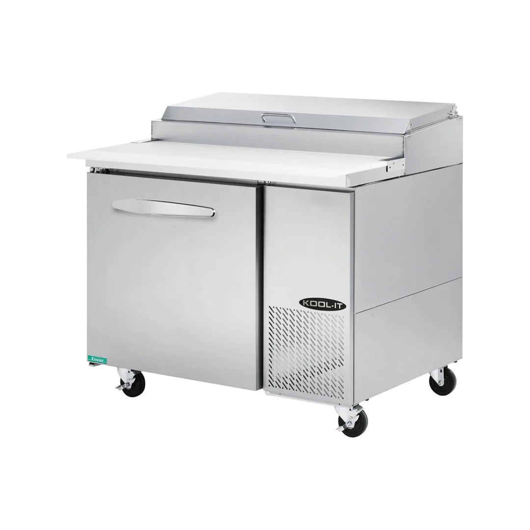 Kool-It KPT-44-1 44” Refrigerated Pizza Prep Table – Single Door, 11.3 Cu. Ft.