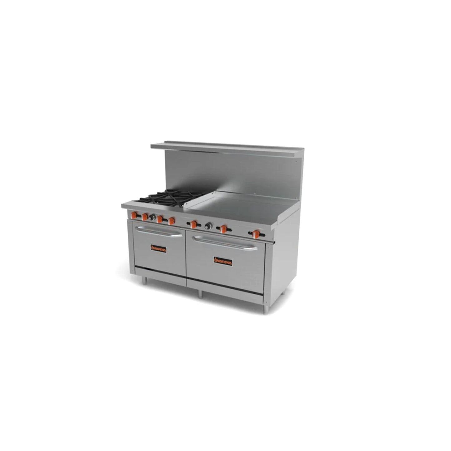 Sierra SR-6B-24G-60 Commercial Gas Range with 24" Griddle – 60″ 6-Burner Combo