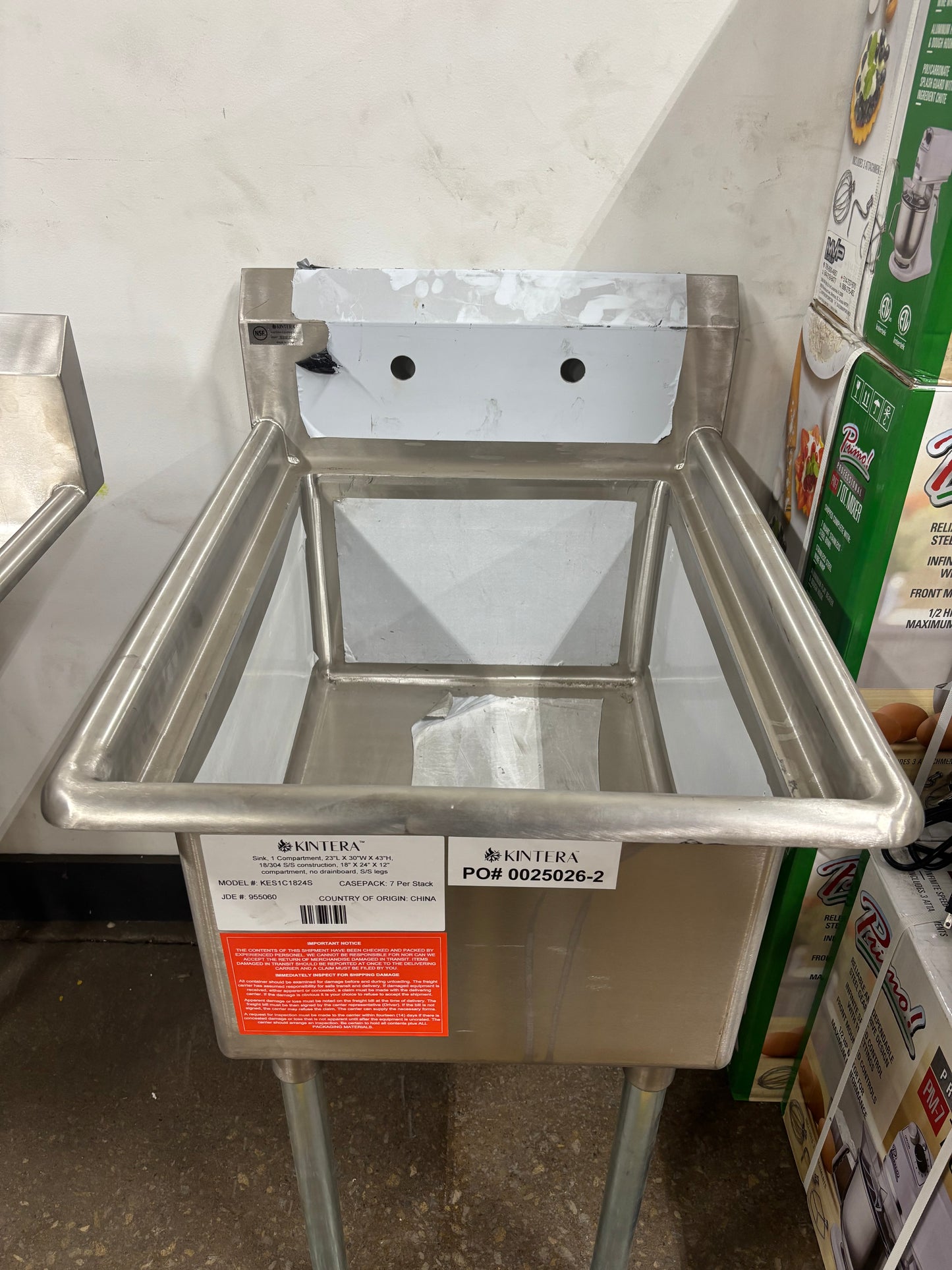 Kintera KESC1C1824S One Compartment Utility Sink – Stainless Steel Commercial Sink
