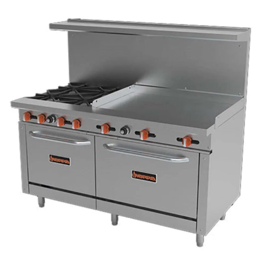 Sierra SR4B36G60 Range Combo with Manual Griddle – 60″ 4-Burner / 36″ Griddle