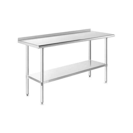 GRIDMANN GR22-BT2460 60″ x 24″ Stainless Steel Prep Table with Backsplash & Undershelf