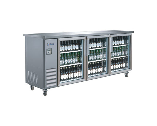Polar PBB73-3G-24SS Commercial Glass Door Back Bar Cooler – LED Interior, Slim 24" Depth