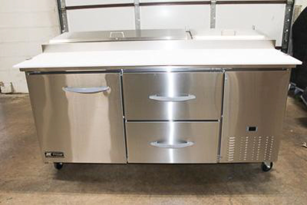 Polar PPP71-2D Commercial Pizza Prep Table – 71” Two-Door Refrigerated Prep Station