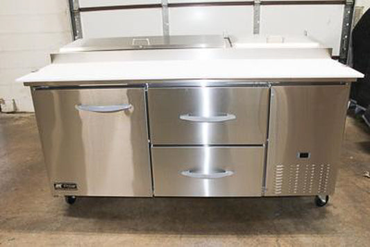 Polar PPP71-2D Commercial Pizza Prep Table – 71” Two-Door Refrigerated Prep Station