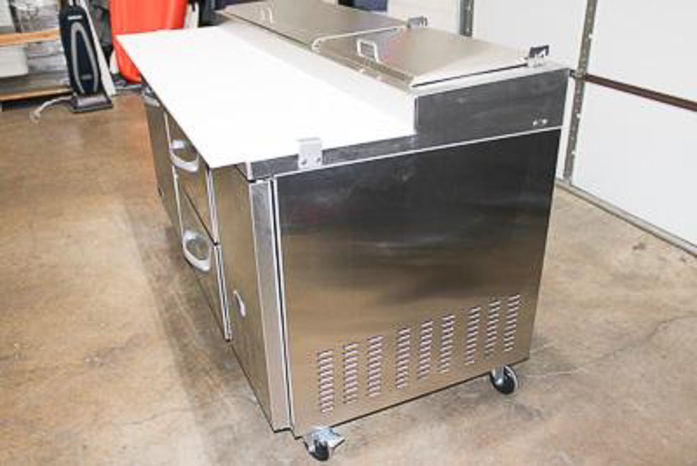 Polar PPP71-2D Commercial Pizza Prep Table – 71” Two-Door Refrigerated Prep Station