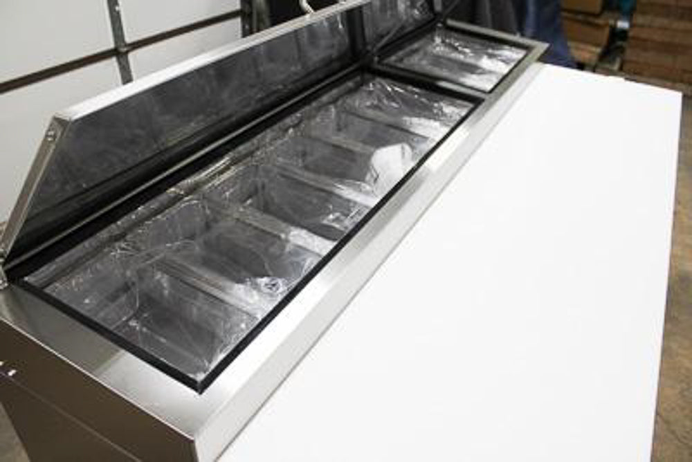 Polar PPP71-2D Commercial Pizza Prep Table – 71” Two-Door Refrigerated Prep Station