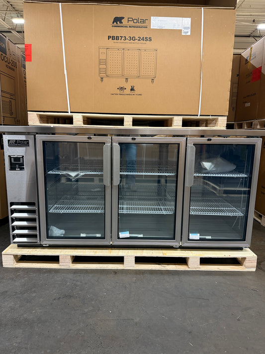 Polar 73" Stainless Back Bar Cooler (Model PBB73-3G-24SS)