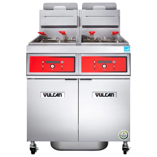Vulcan 2VK65DF-1 PowerFry5 Dual-Tank Gas Fryer – 130-140 lb Floor Fryer System