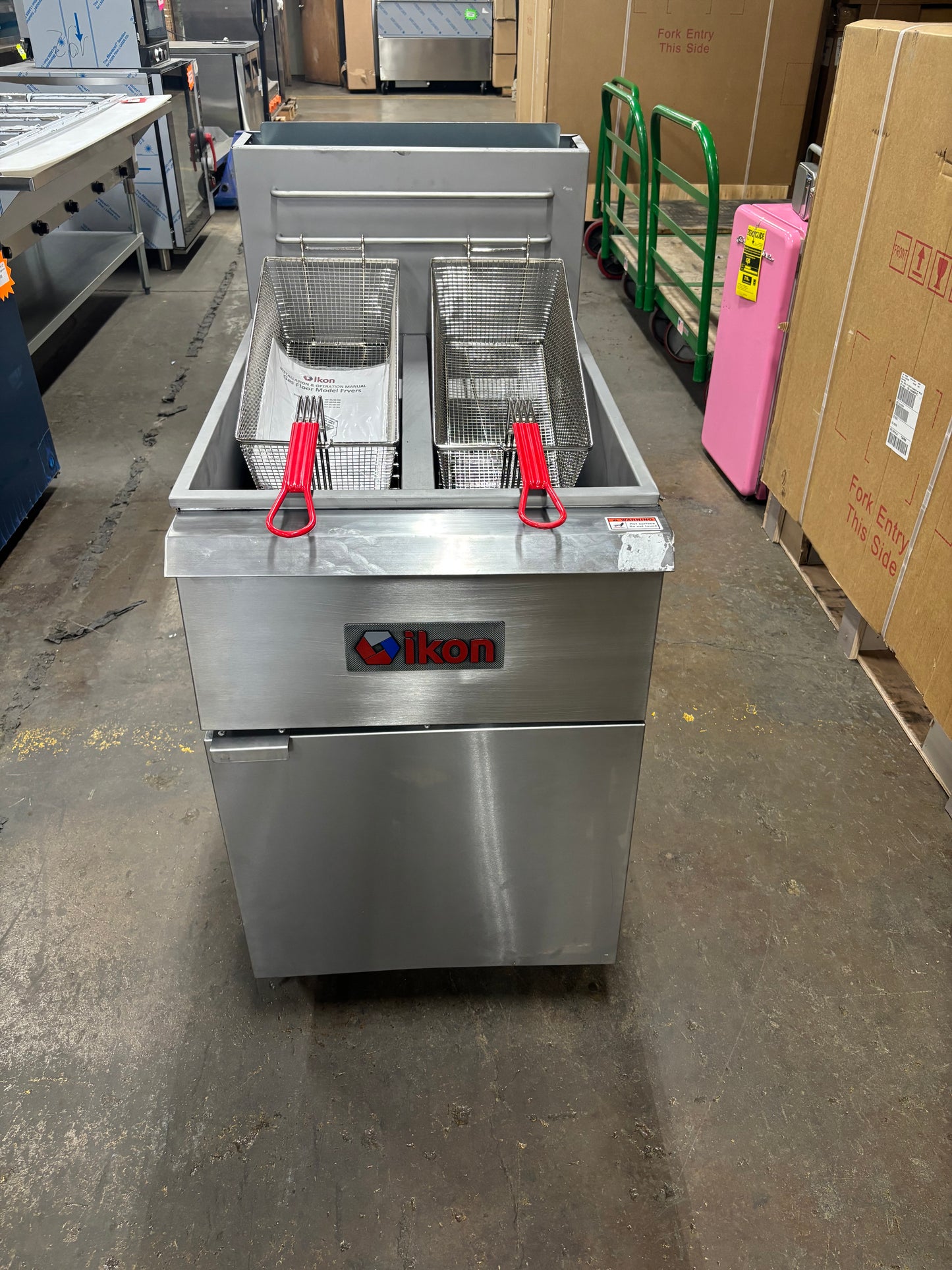 IKON IGF-40/40-NG Natural Gas Split Pot Commercial Fryer – 80 lb Total Capacity