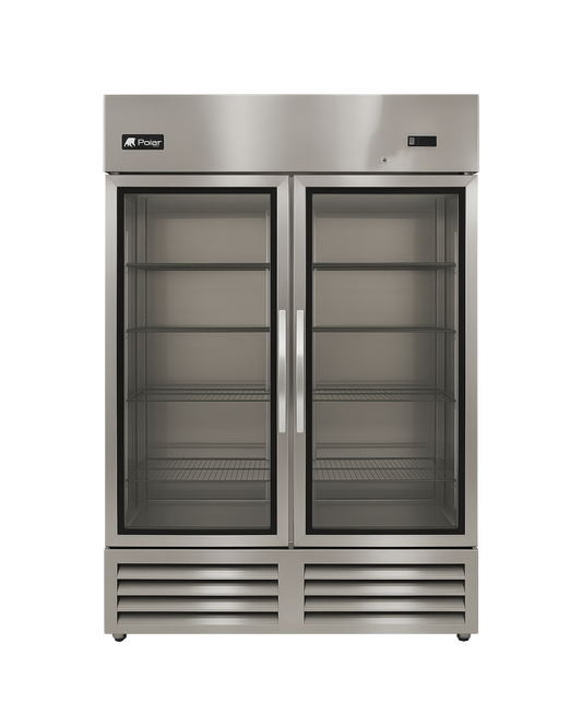 Polar PB54FG Commercial Reach-In Freezer – 54 Cu. Ft. Glass Door Bottom-Mount Stainless Steel Freezer
