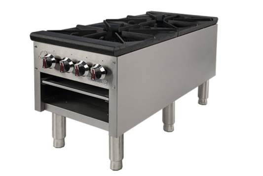 Kintera KSP2 Stock Pot Gas Range – 18″ Two-Burner Commercial Cooker