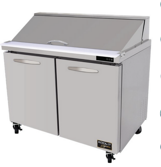 Kool-It KSTM-48-2 48″ Mega Top Sandwich & Salad Prep Table – 2 Door Refrigerated Base
