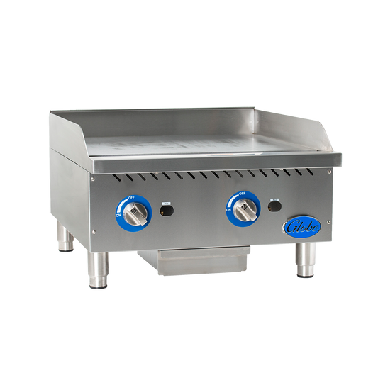 Globe GG24G Countertop Gas Griddle – 24” Manual Control Commercial Flat Top