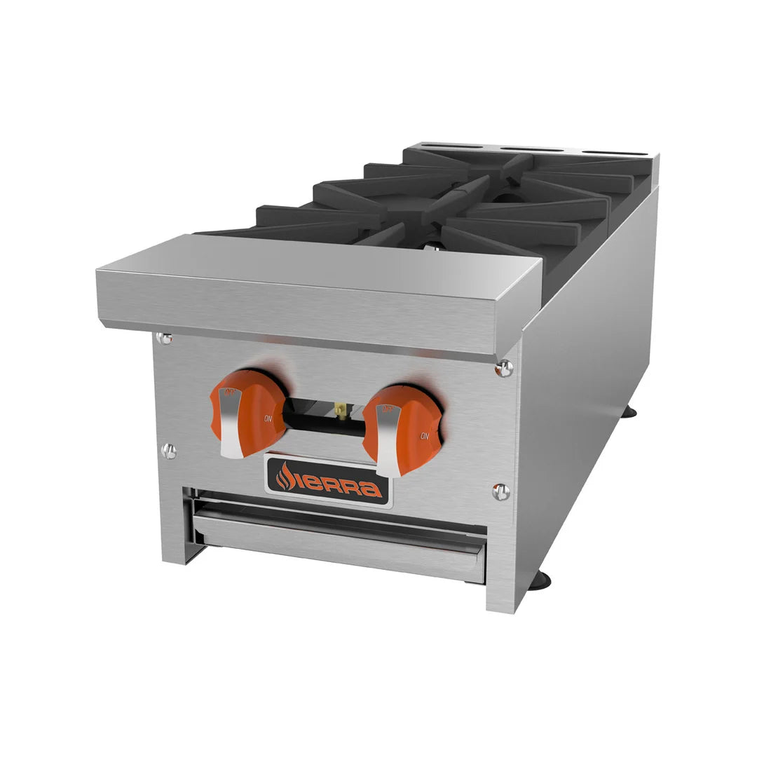 Sierra SRHP-2-12 12” Countertop Gas Hotplate – Dual Burner, 60,000 BTU
